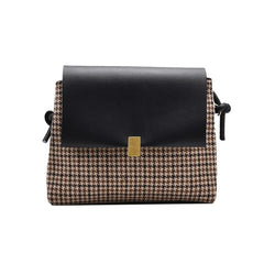 Women Bag Plaid Print PU Shoulder Bag Messenger Crossbody Square Bag