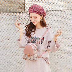 Plaid Mini Backpack Crossbody Bag for Teen Girls Shoulder Phone Purse