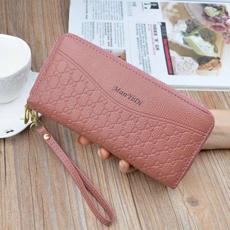 Women's Large Capacity Double Zipper Handbags PU Leather Wallet