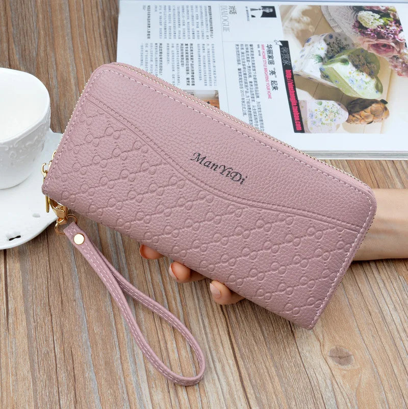 Women's Large Capacity Double Zipper Handbags PU Leather Wallet