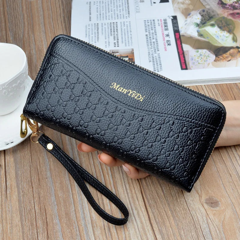 Women's Large Capacity Double Zipper Handbags PU Leather Wallet