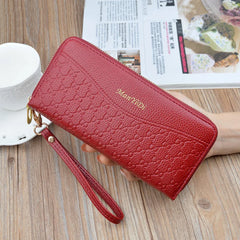 Women's Large Capacity Double Zipper Handbags PU Leather Wallet