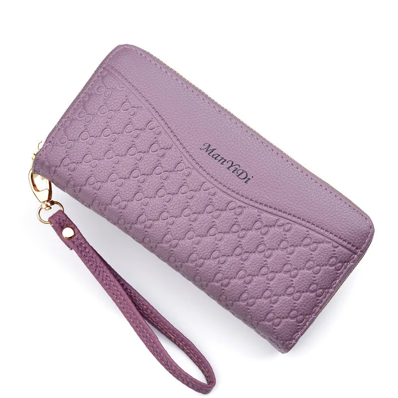 Women's Large Capacity Double Zipper Handbags PU Leather Wallet