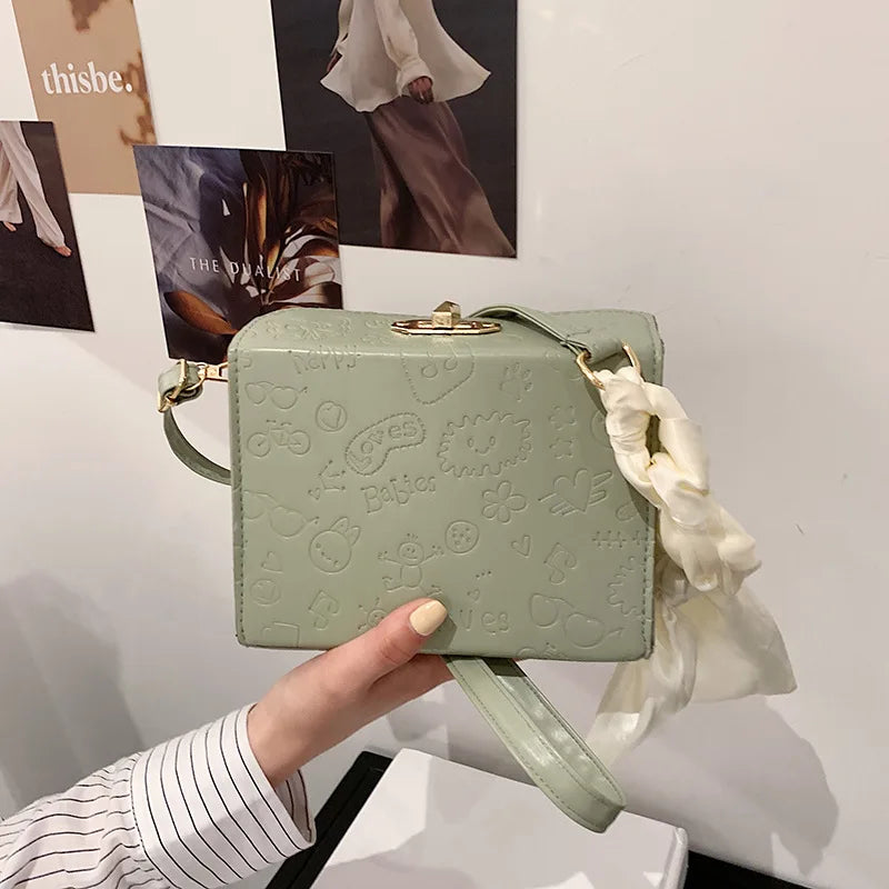 Vintage Shoulder Bag Small Square Box Messenger Bag