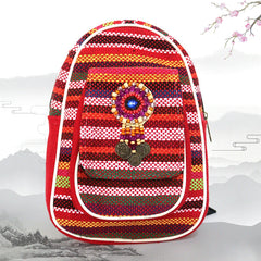 Women Ethnic Embroidery Canvas Backpack Large Capacity Travel Bags