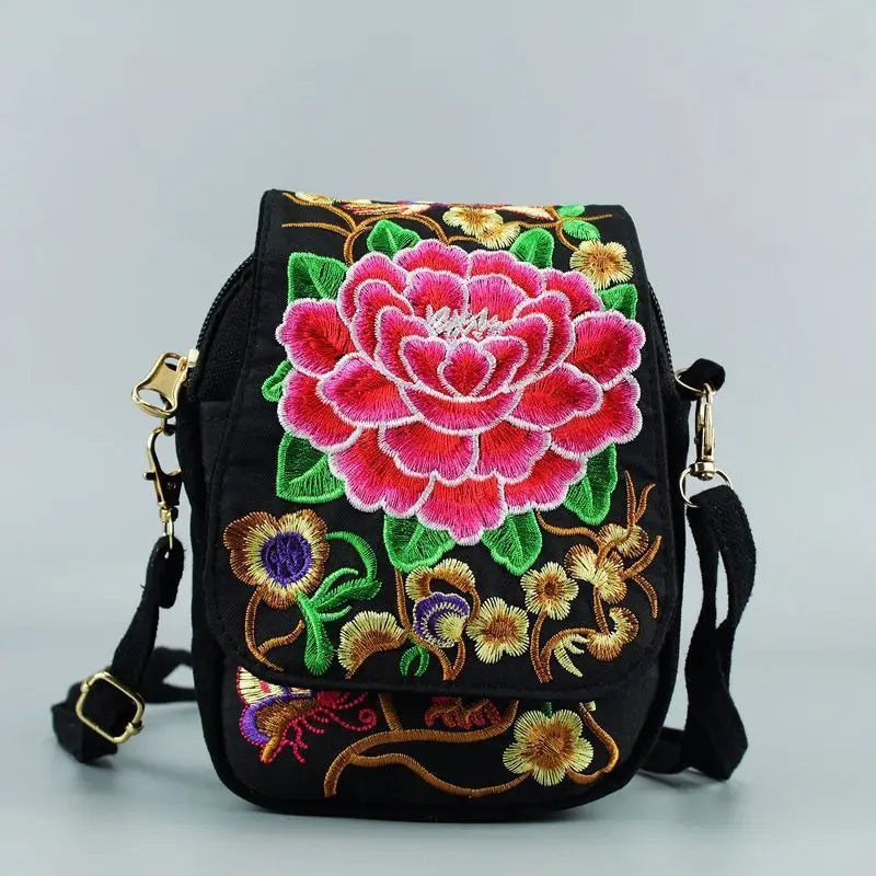 Chinese National Style Women Fanny Shoulder Bag Embroidery Boho Hippie Tassel