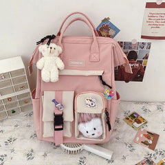 Preppy Purple Backpack Women Waterproof Fancy High School Bags