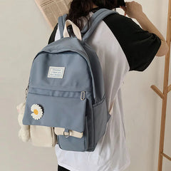 Preppy Women Backpack Waterproof Nylon Candy Colors Backpacks