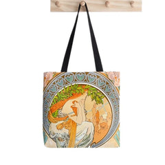 Alphonse Mucha Printed Tote Bag Women Harajuku Shopper