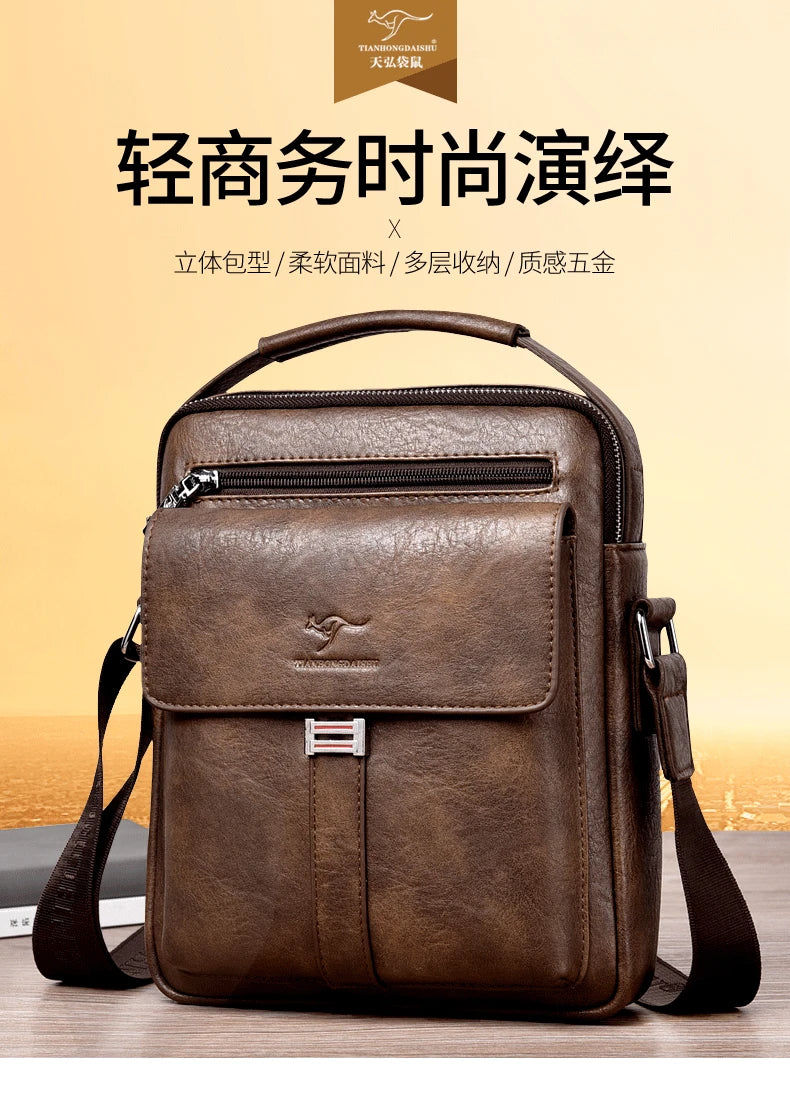 Vintage Leather Messenger Bag Crossbody Handbag