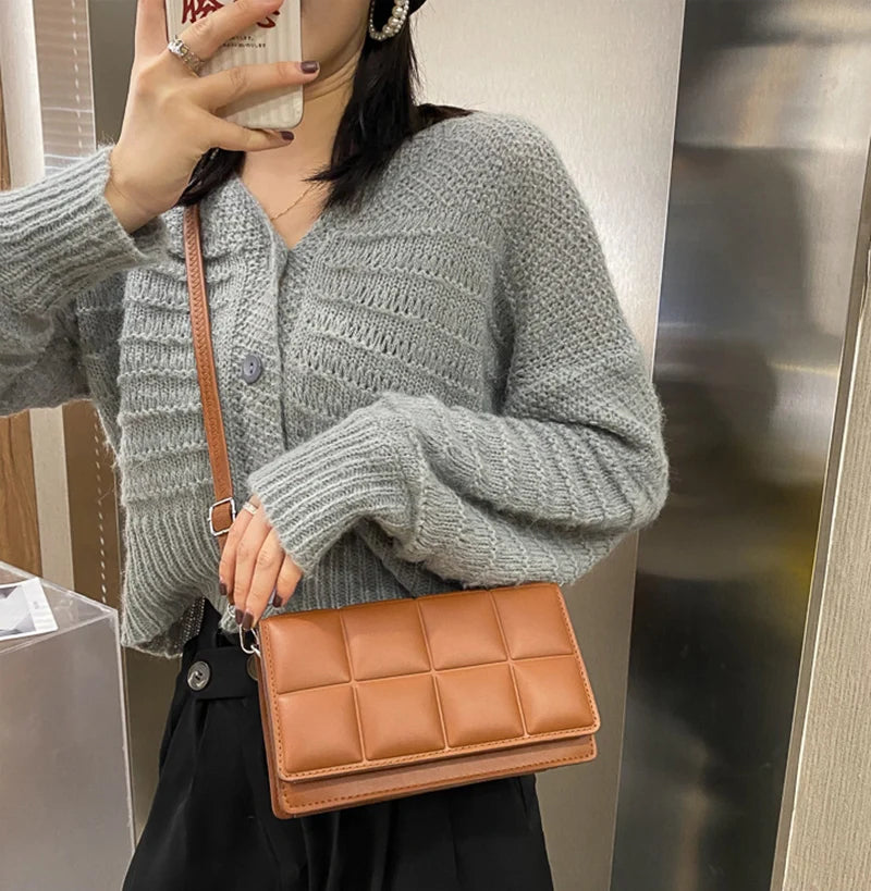 Plaid Small PU Leather Crossbody Bag for Women