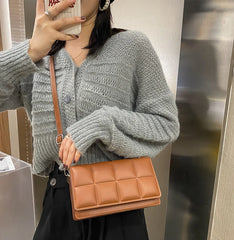 Plaid Small PU Leather Crossbody Bag for Women