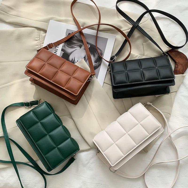 Plaid Small PU Leather Crossbody Bag for Women