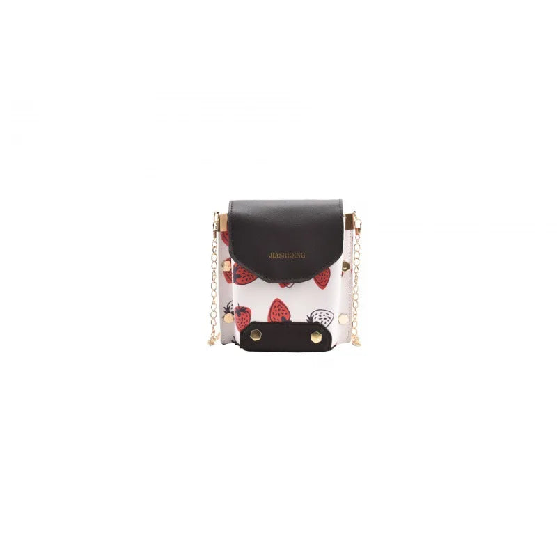Spring Girl Bag Small Square Shoulder Bag PU Leather Strawberry Printing Phone P