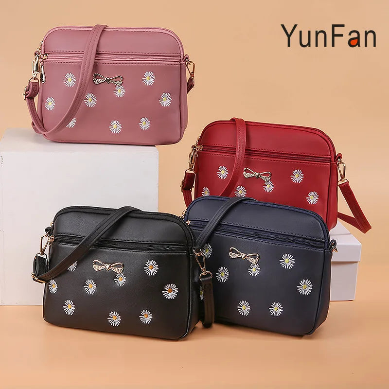 Spring Daisy Satchel Sweet Embroidery Shoulder Bag