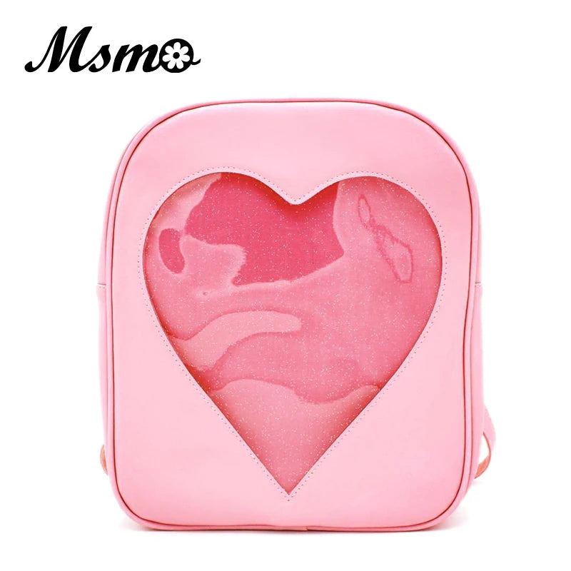 Heart Shape Backpacks Harajuku School Shoulder Bags Girls Book Bag