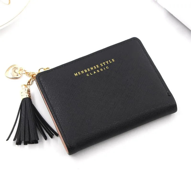 Tassel Women Wallet Short Leather Zipper Purses Portefeuille Female Purse Clutch