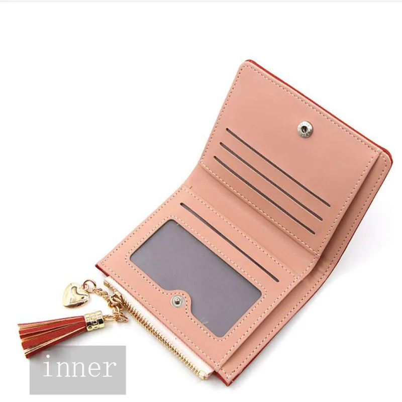 Tassel Women Wallet Short Leather Zipper Purses Portefeuille Female Purse Clutch