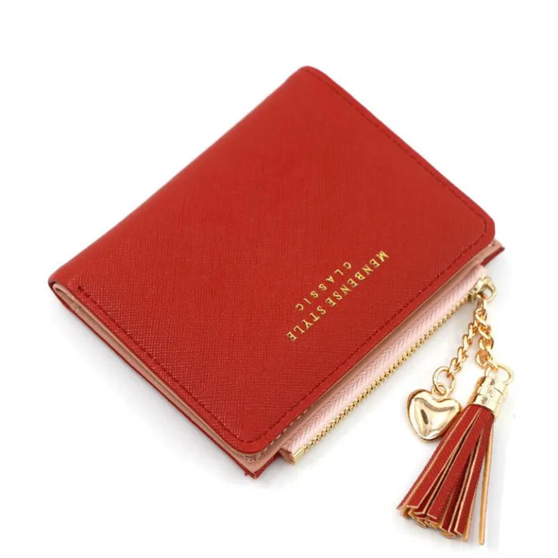 Tassel Women Wallet Short Leather Zipper Purses Portefeuille Female Purse Clutch