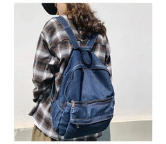 Vintage Style Jeans Backpacks Bags Large Size School Bags Denim Travel Bags
