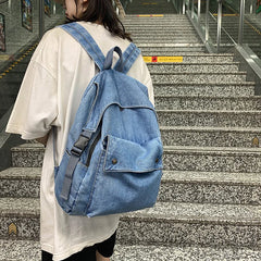 Vintage Style Jeans Backpacks Bags Large Size School Bags Denim Travel Bags Kroe