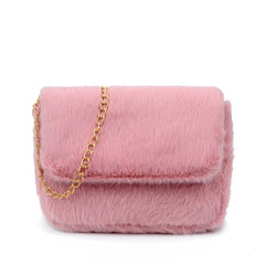 Faux Fur Printed Shoulder Bag Lady Crossbody Hobo Handbag