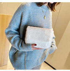Faux Fur Printed Shoulder Bag Lady Crossbody Hobo Handbag