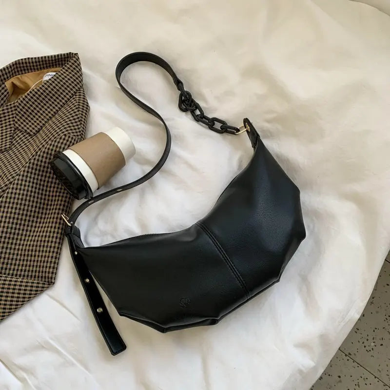 Vintage Soft Leather Crossbody Bags with Chains