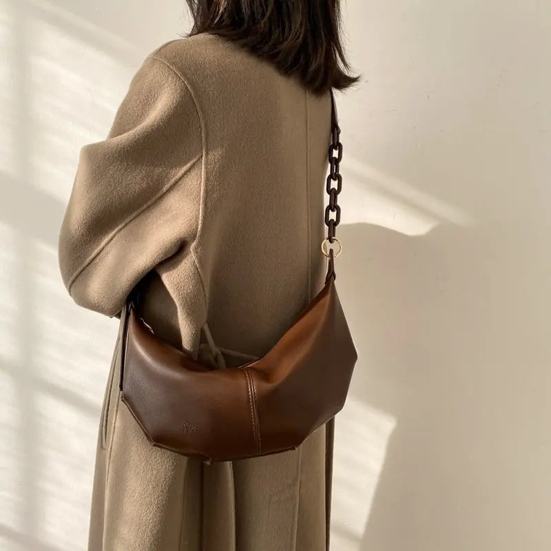 Vintage Soft Leather Crossbody Bags with Chains
