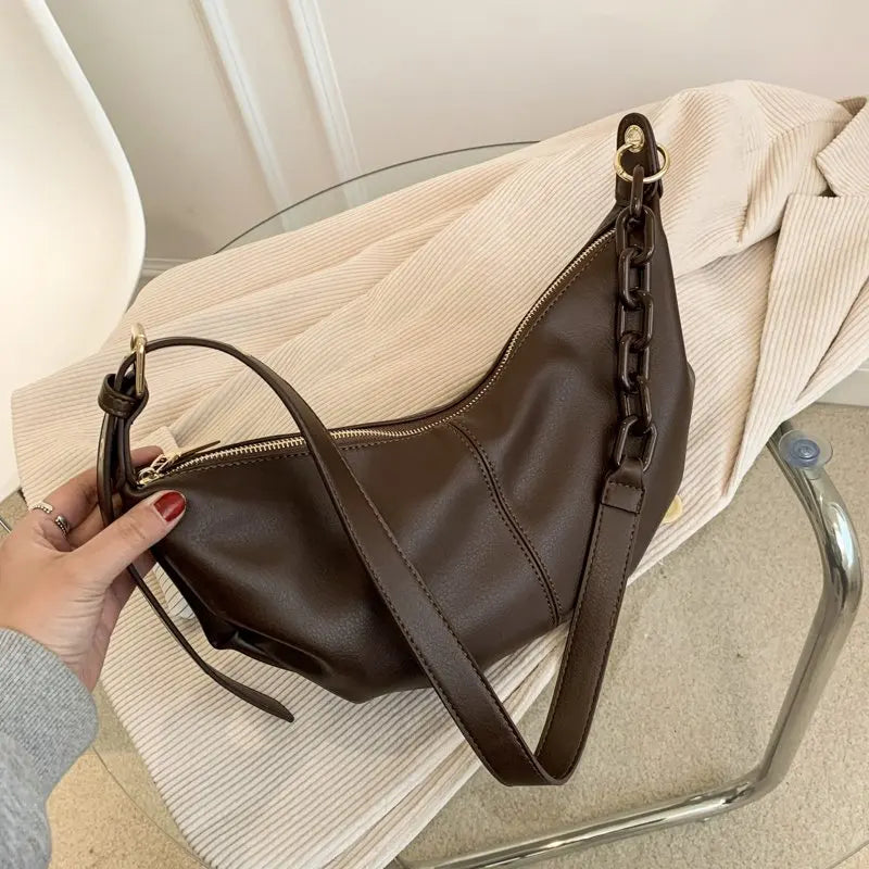 Vintage Soft Leather Crossbody Bags with Chains