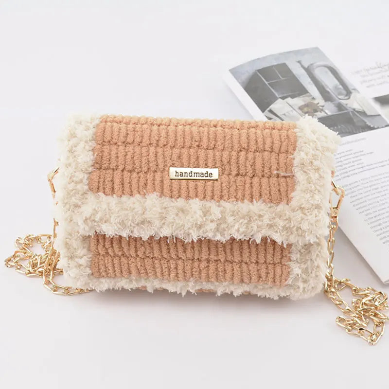Hand-Woven Pom Pom Wool Shoulder Bag