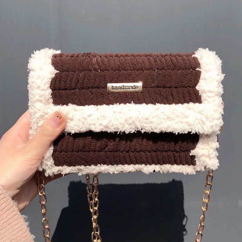 Hand-Woven Pom Pom Wool Shoulder Bag