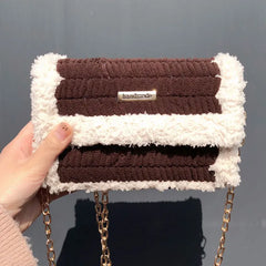 Hand-Woven Pom Pom Wool Shoulder Bag