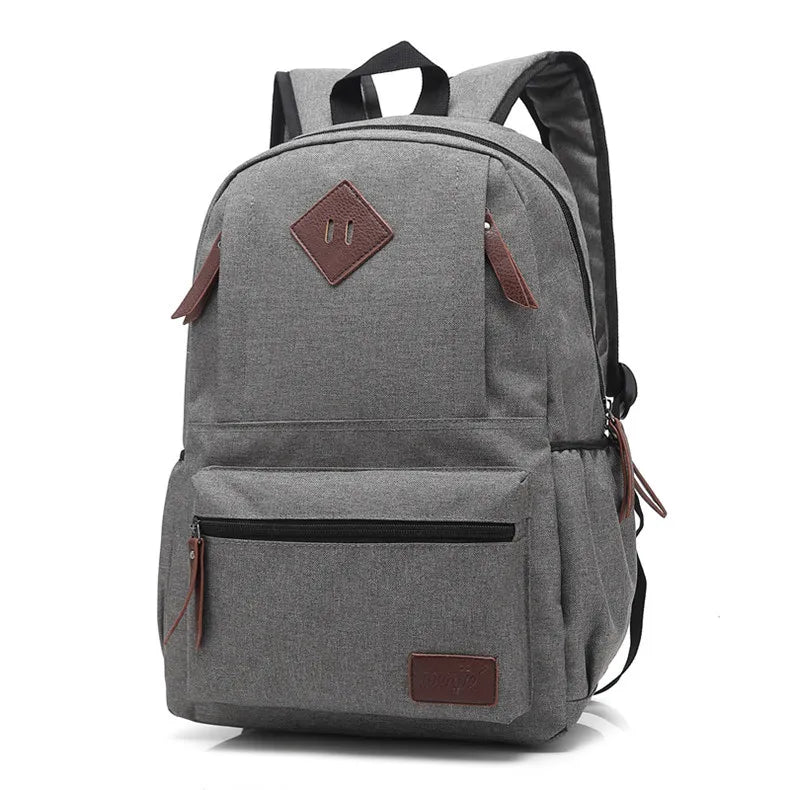Neutral Solid Oxford Backpack for School