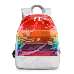Rainbow Stripe Laser PVC Backpack for Kids