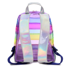 Rainbow Stripe Laser PVC Backpack for Kids