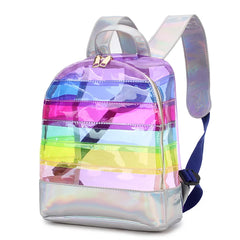 Rainbow Stripe Laser PVC Backpack for Kids