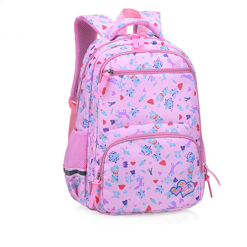 Flower Cartoon School Bags for Girls Children Orthopedics Backpack