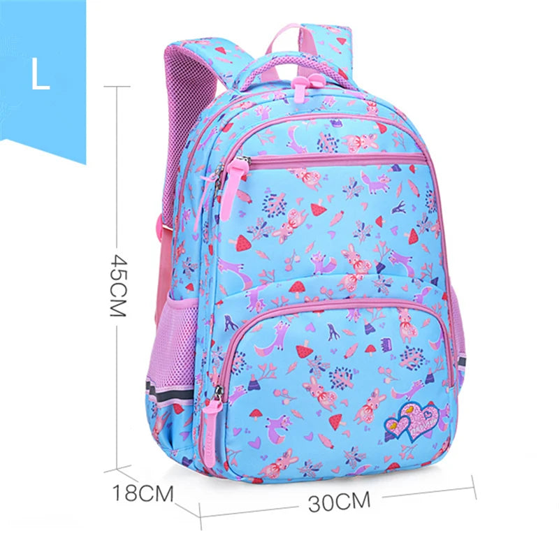 Flower Cartoon School Bags for Girls Children Orthopedics Backpack