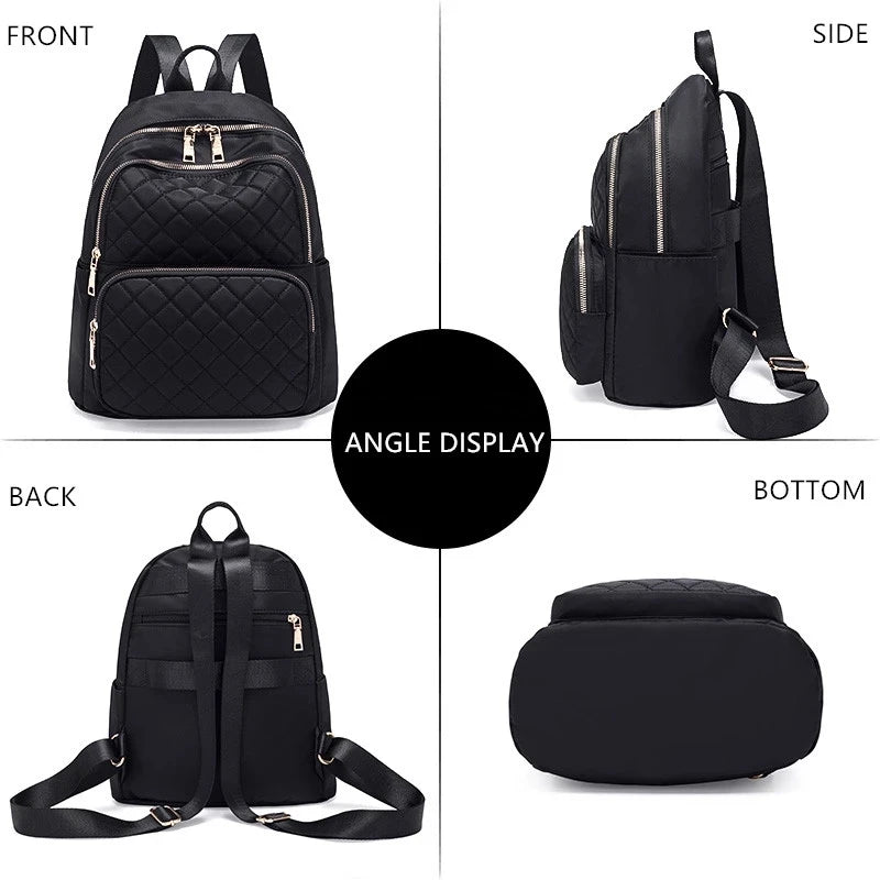 2021 Female Waterproof Plaid Shoulder Backpack
