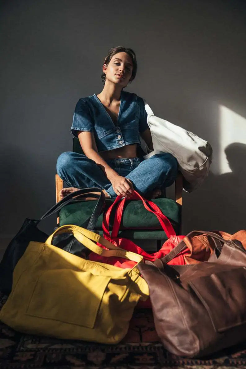 2021 Retro Oil Wax Leather Tote Bag Women's Handbag Large Capacity Shoulder Bag