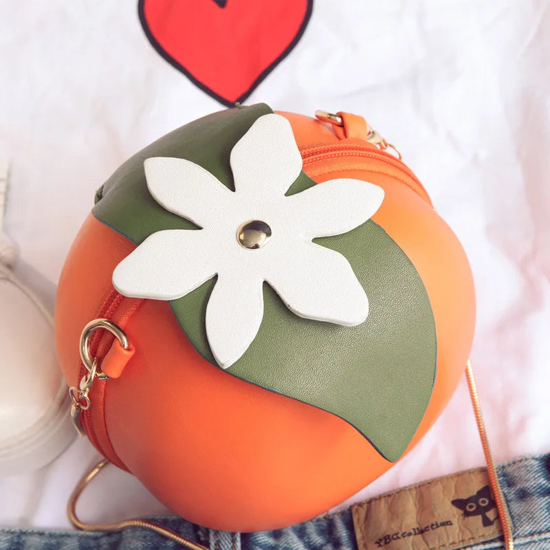 Orange Small Chain Messenger Bag for Women