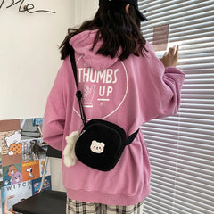Autumn Winter Bear Messenger Bag Women Plush Phone Bag Small Shoulder Bag