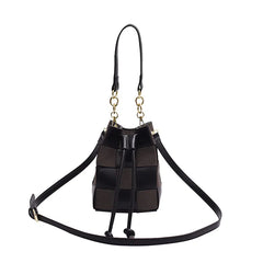 Autumn Winter Women Bags Retro Messenger Bag Woven Bucket Shoulder Bag