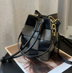 Autumn Winter Women Bags Retro Messenger Bag Woven Bucket Shoulder Bag