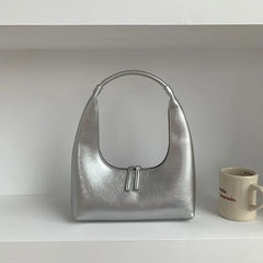 Autumn Women's Leather Underarm Bag Bright Handbag and Purse