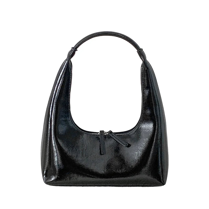 Autumn Women's Leather Underarm Bag Bright Handbag and Purse