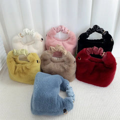 Autumn Winter Mink Fur Handle Bags Phone Cosmetics Single Shoulder Messenger Bag