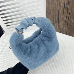 Autumn Winter Mink Fur Handle Bags Phone Cosmetics Single Shoulder Messenger Bag