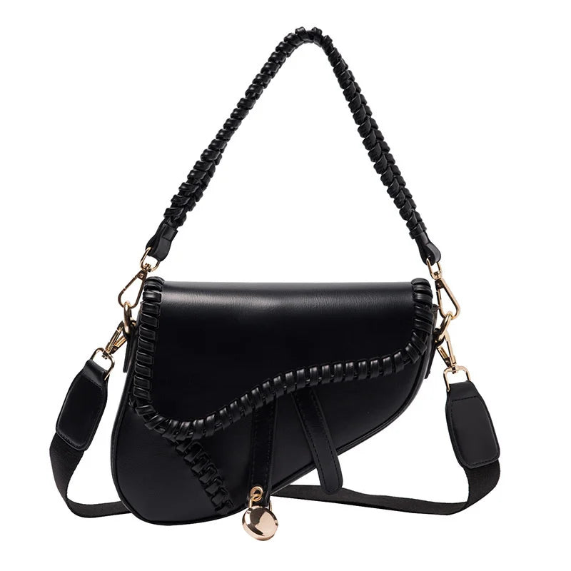 Women's Shoulder Messenger Saddle Bag Autumn Fashion Solid Color Literary Bag